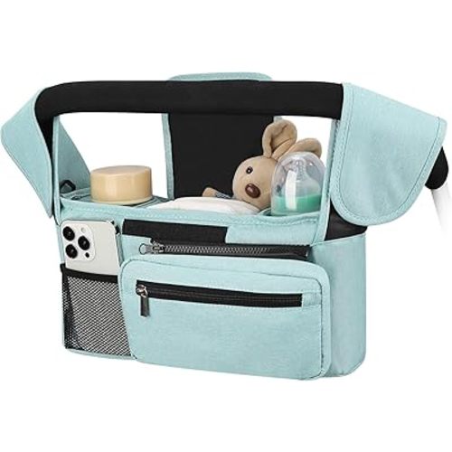 Accmor Universal Stroller Organizer with Insulated Cup Holder Detachable Phone Bag and Shoulder Strap,Stroller Bag Caddy Organizer Accessories Fits for Uppababy, Baby Jogger, Britax Strollers