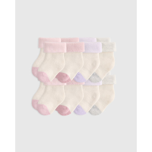 Organic Cotton Fold Over Socks 8-Pack - Baby in Blue Multi