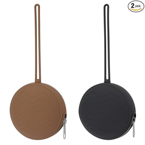 2 Pack Pacifier Holder Case, BPA Free Baby Pacifier Silicone Pouch for Boys & Girls, Portable Container Case (Clay, Dark Grey)