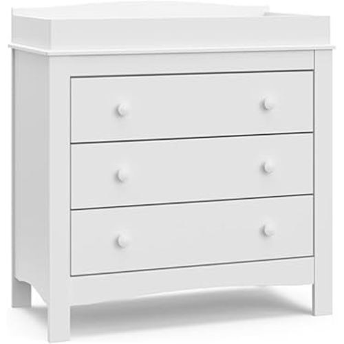 Graco Noah 3 Drawer Chest with Changing Topper (White) – GREENGUARD Gold Certified, Baby Dresser With Changing Table Top, Dresser for Nursery, 3 Drawer Kids Dresser