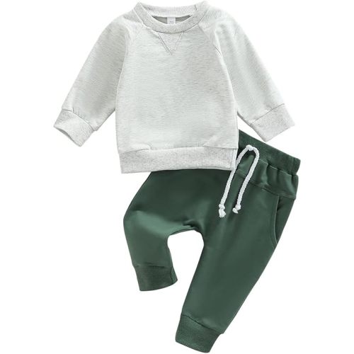 Toddler Baby Boy Fall Outfit Crewneck Long Sleeve Sweatshirt Tops Elastic Pants Jogger Cute Newborn Winter Clolthes Set