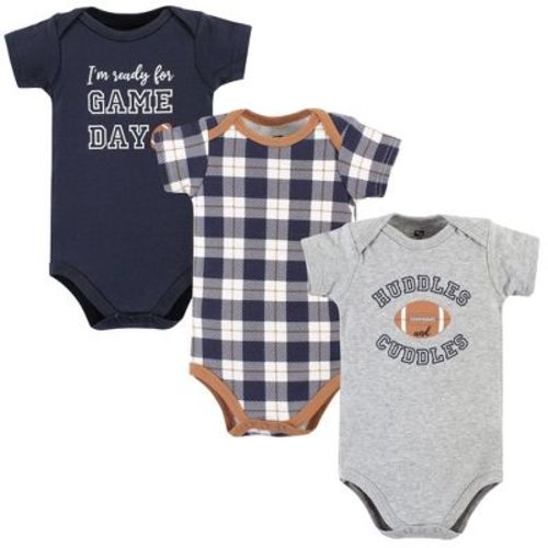 Hudson Baby Infant Boy Cotton Bodysuits, Football Huddles 3-pack, 6-9 Months