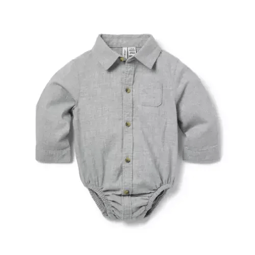 Newborn Classic Grey Heather Baby Brushed Twill Bodysuit by Janie and Jack