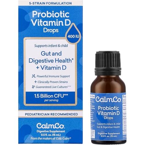 Probiotic Vitamin D Drops, Clinically Proven Strains, May Support Infant & Child Gut and Digestive Health*, Powerful Immune Support and Guaranteed Live Cultures, 0.5 fl. Oz. (15 mL), 1pk
