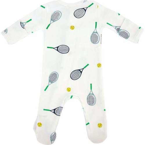 Tennis Print Zipper Footie, Cream - Oh Baby! | Maisonette