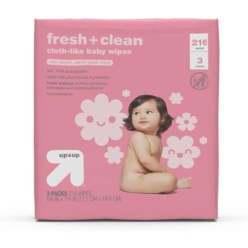 Up & Up Fresh & Clean Scent Baby Wipes - 3 Packs - 216 Wipes