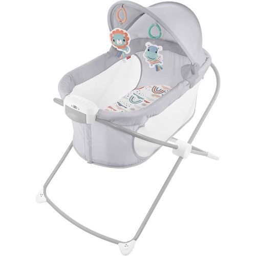 Fisher-Price Soothing View Projection Bassinet – Rainbow Showers, folding portable baby cradle with projection light for newborns and infants