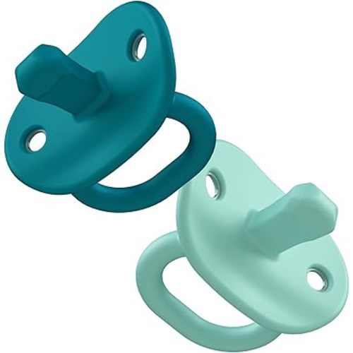 Boon JEWL Biometric Silicone Baby Pacifier - 0+ Months - Blue - Comfortable Silicone Orthodontic Baby Pacifiers with Soothing Gem Shaped Nipple - 2 Count