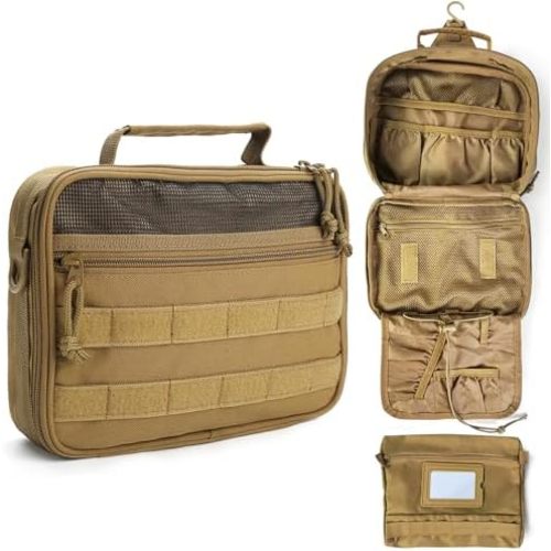 SMONT Tactical Toiletry Bag for Men, 9.5" Hanging Dopp Kit Shaving Hygiene Bag for Traveling Bathroom