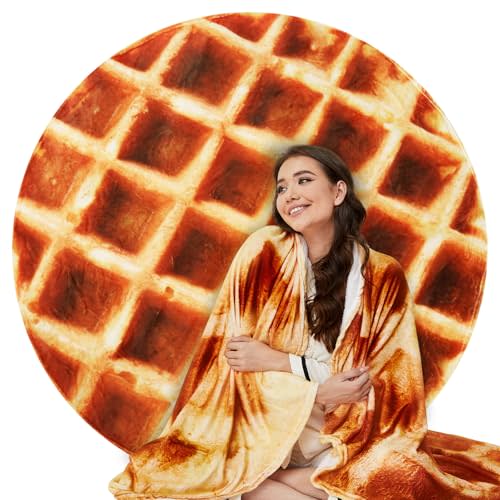 Waffle Blanket Adult/Kids/Baby,Tortilla Throw Blanket 80 Inch,Realistic Fleece Warm Soft Taco Blanket for Bed/Office/Travel/Gift
