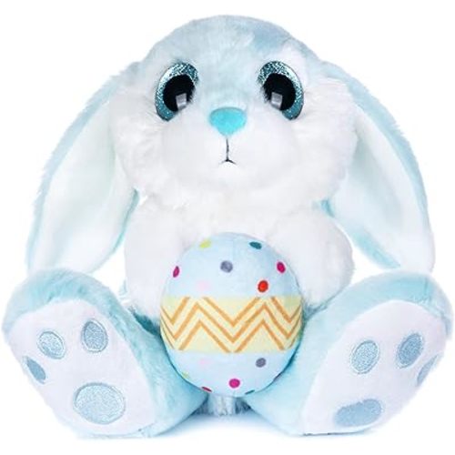 My OLi Easter Bunny Rabbit Stuffed Animal Bunny Plush 8.5" Easter Stuffed Bunny with Easter Egg Plush Easter Rabbit Bedtime Friend Plush Toy Gifts for Girls Boys Kids, Blue