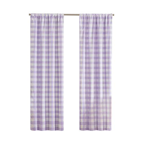 Your Zone Gingham Plaid Blackout Curtain Panel Pair, Set of 2, Lilac, 37" W x 84" L