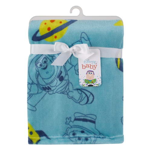 Disney Toy Story Aqua, Lime, Orange Plush Buzz Lightyear Baby Blanket