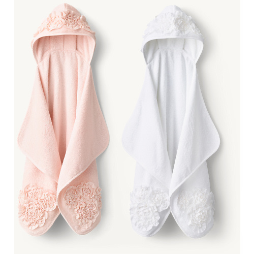 Appliquéd Fleur Hooded Towel - Baby | RH Baby & Child