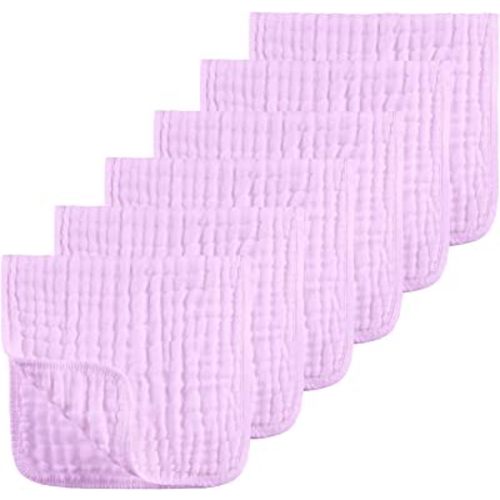 Muslin Burp Cloths 100% Cotton Muslin Cloths Large 20''x10'' Extra Soft and Absorbent 6 Pack Baby Burping Cloth for Boys and Girls by Looxii (Pink)
