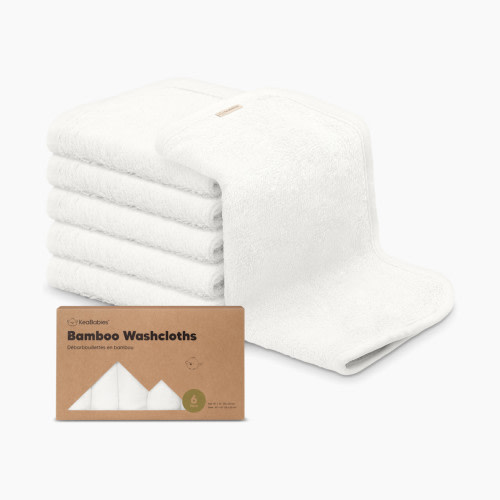 KeaBabies Deluxe Baby Bamboo Viscose Washcloths (6 Pack) - Soft White, 6