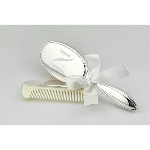 Personalised Plated Silver Brush and Comb Set | Keepsake Gift