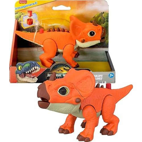 Fisher-Price Imaginext Jurassic World Dinosaur Action Figure with Kid-Activated Motion & Growing Spikes, 7.75-inch Aquilops Dino Toy
