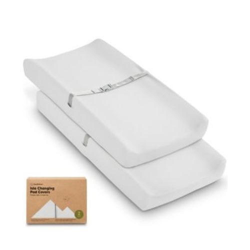 2pk Isla Changing Pad Covers for Girl, Boy, Soft Contoured Diaper Changing Table Pad Cover Sheets Neutral