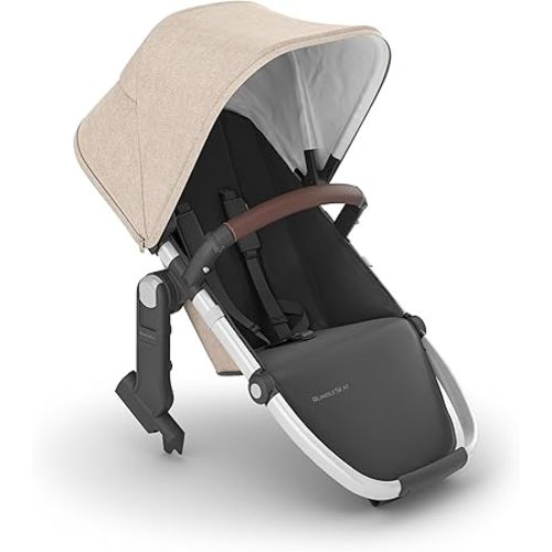 UPPAbaby RumbleSeat V2+ Second Lower Seat/Compatible with Vista V2 and Vista V3 / Adapters, Bumper Bar, Bug Shield Included/Declan (Oat Mélange/Silver Frame/Chestnut Leather)