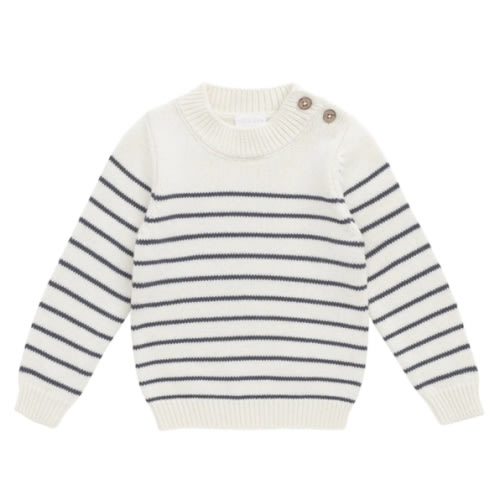 Malcolm Knitted Jumper - Malcolm Stripe Cloud/Atlantic – Jamie Kay USA