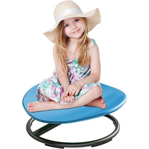 Spinning Chair for Autistic Kids, Autism Sensory Spinning Chair, Toddler Spinning Seat Training Body Coordination and Balance, Upgraded Azure Rounded Shape