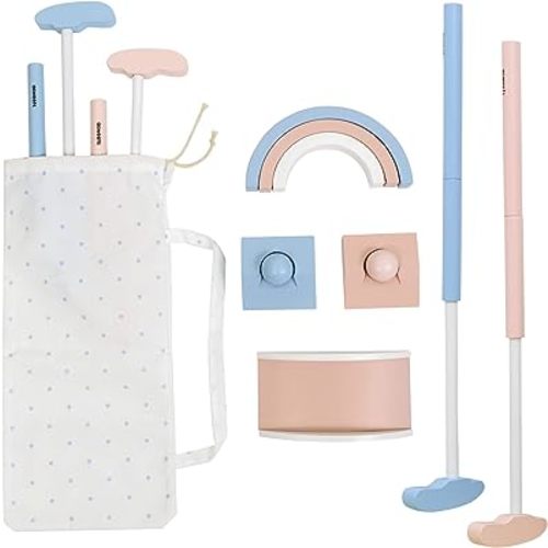 Asweets Mini Wooden Golf Set for Kids 3-12 Age,Macaroon Toddler Mini Golf Clubs,Children Putters for Golf Game,Idea Gift for Boy & Girs On Christmas,Thanksgiving Day(No Mat)