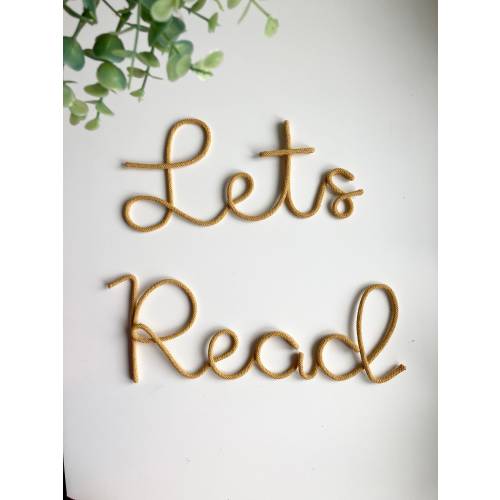 Let’s read rope wire sign for reading corner , book nook, book lover art , wall hanging decor for kids and babies
