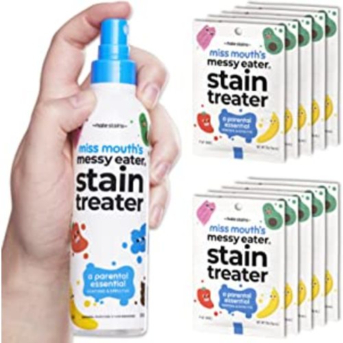 Amazon.com: HATE STAINS CO Stain Remover for Clothes - 4oz Spray & 10 Wipes - Newborn & Baby Essentials - Miss Mouth's Messy Eater Stain Treater Spray - No Dry Cleaning Food, Grease, Coffee Off Laundry, Underwear, Fabric : Health & Household