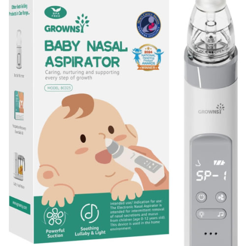 GROWNSY Nasal Aspirator for Baby, Electric Nose Aspirator for Toddler, Baby Nose Sucker, Automatic Nose Cleaner with 3 Silicone Tips, Adjustable Suction Level, Music and Light Soothing Function (Gray) : Amazon.com.au: Baby