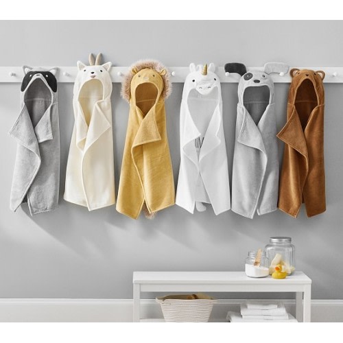 west elm x pbk Critter Baby Hooded Towel Collection - Racoon