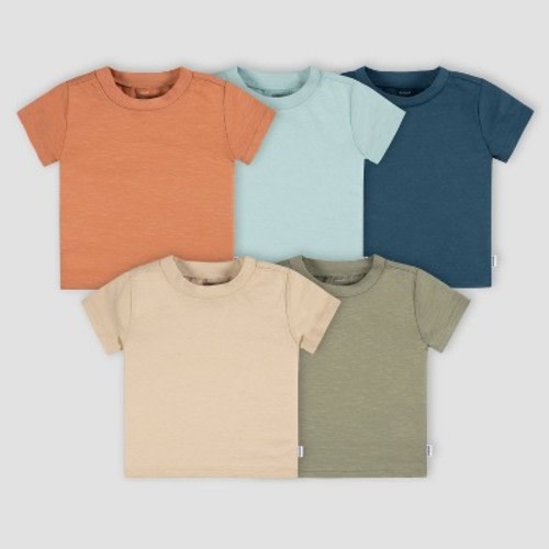 Gerber Baby 5pk Short Sleeve T-Shirt, Color: Orange | Blue | Green, Size: 0-3M