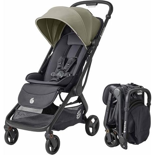Ergobaby Metro 3 All in One Compact Baby Stroller, Lightweight Travel Stroller, Easy One-Hand Fold for Overhead Airplane Storage (Carries up to 50 lbs), Car Seat Compatible, Soft Olive