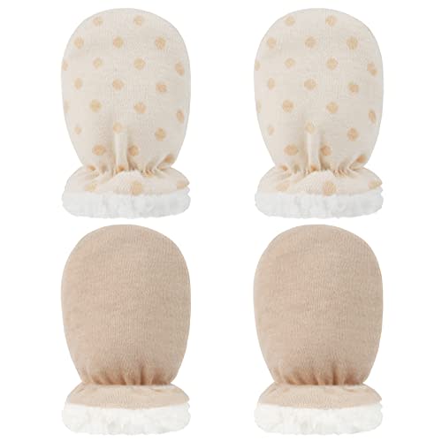 Hicdaw 2 Pairs Baby Mittens Newborn Mittens Fleece Lined Baby Gloves 0-18 Months Baby Boys Girls Winter Warm Toddler Mittens