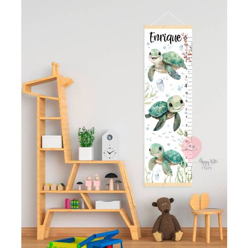 Turtle baby growth chart Under the sea height chart Ocean nursery name sign