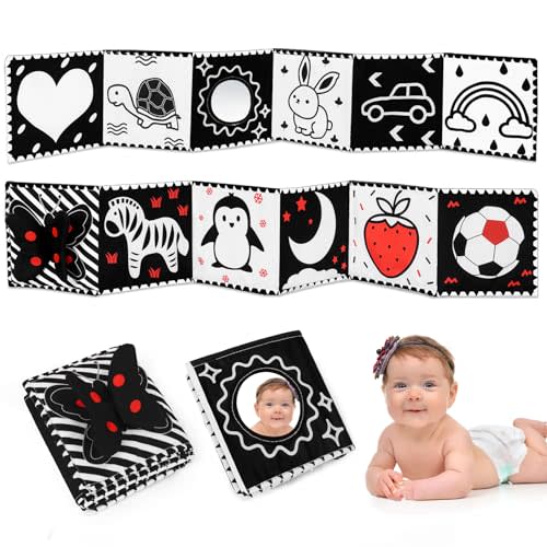 Black and White High Contrast Baby Toys,Baby Soft Books 0-6 Months,A Soft Baby Book for Brain Development in Newborns Aged 6-12 Months,Montessori Learning Toys for Infants Aged 0-3 3-6 Months