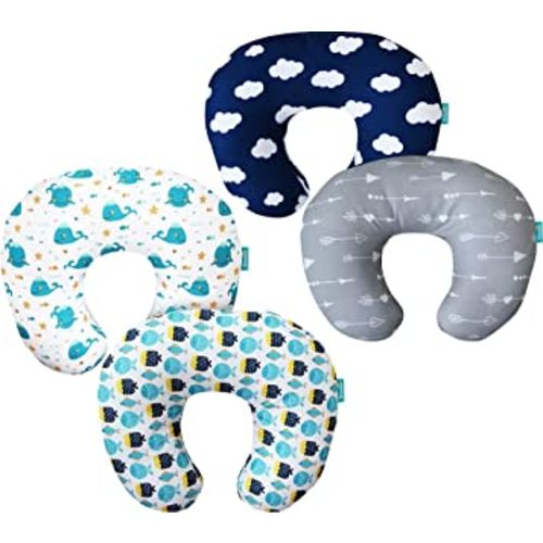 Nursing Pillow Cover for Boppy Pillow 4 Pack Safely with Zipper Cover Ultra Soft & Breathable Breastfeeding/Positioner Slipcover for Baby Boys/Girls