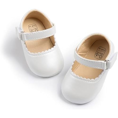 CENCIRILY Infant Baby Girls Mary Jane Flats Non Slip Soft Sole Prewalker Princess Wedding Dress Shoes