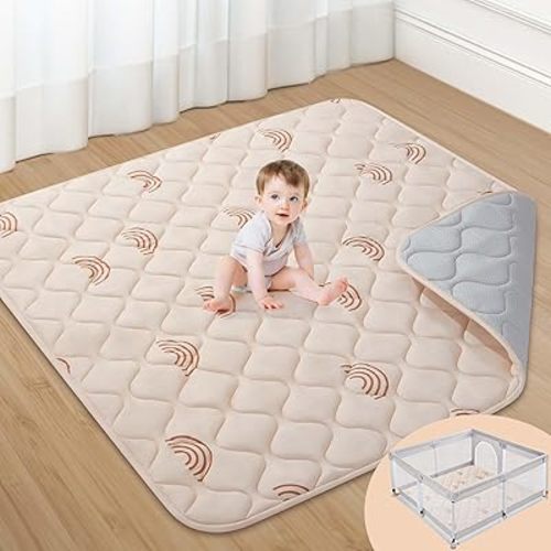 Premium Foam Baby Play Mat, 50"x50" One-Piece Crawing Mat for Floor, Non-Slip Baby Playmat for Babies, Toddlers and Infants