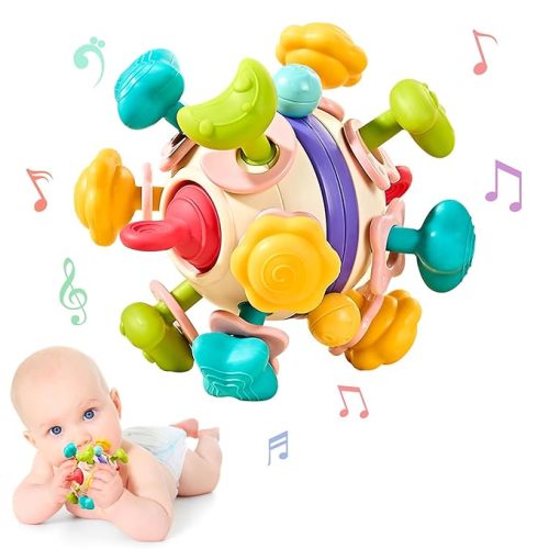 Baby Sensory Toys - Teething Montessori Toys for Babies, Infant Teethers Toys, Baby Rattle Chew Toys 0-3-6-12 to 18 Months, Gifts for Newborn Boys Girls, Toddler Travel Learning Educational Toys