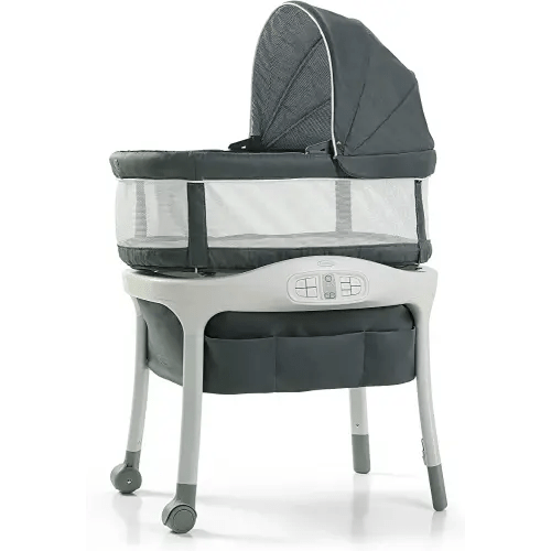 Graco Sense2Snooze Bassinet with Cry Detection Technology | Baby Bassinet Detects and Responds to Baby's Cries to Help Soothe Back to Sleep, Ellison , 19 D x 26 W x 41 H Inch (Pack of 1)