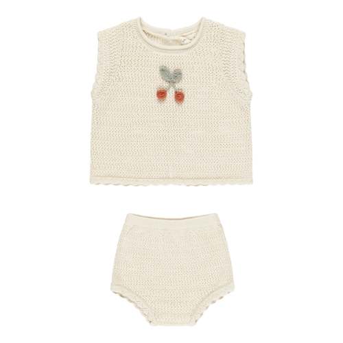 Scallop Crochet Baby Set - Cherry | The Baby Cubby