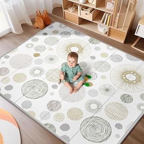 79x71 Baby Play Mat, Extra Large, Foldable, Waterproof, Thick, Non-Toxic, Reversible, Safe for Babies & Toddlers, Indoor/Outdoor Use