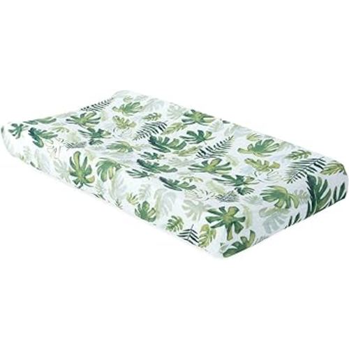 Little Unicorn Premium Changing Pad Cover | Extra Soft & Breathable Muslin Fabric (Tropical Leaf)