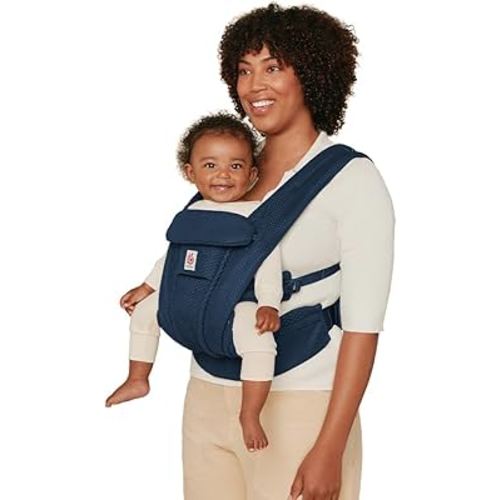 Ergobaby Omni Deluxe Baby Carrier Newborn to Toddler - Breathable Baby Carriers for Summer - All-Position Carrier with Enhanced Lumbar Support & Airflow (7-45 Pounds), Mesh, Midnight Blue