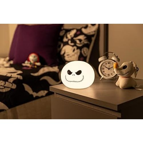 Disney Jack Skellington Squishy Light - Color-Changing Night Light for Kids & Adults, USB/Battery Operated Dimmable Lamp, Halloween & Christmas, Perfect for Bedroom, Playroom, Living Room (82503)