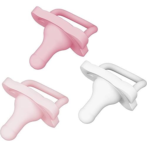 Dr. Brown's HappyPaci 100% Silicone Baby Pacifier, Contoured One-Piece Design, White, Pink, Light Pink, 0-6m, BPA-Free, 3 Pack
