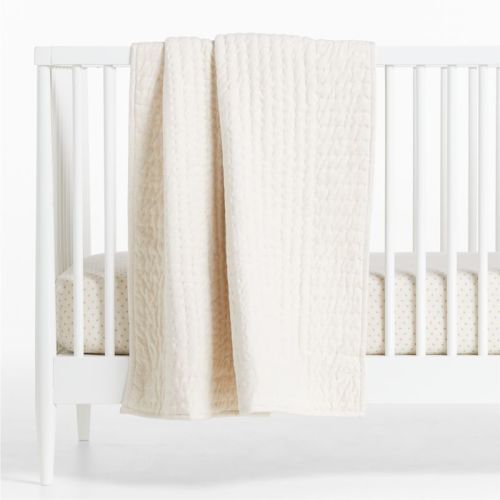 Grey Organic Heathered Jersey Baby Crib Quilt