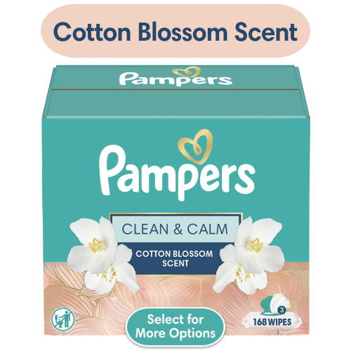 Pampers Wipes, Clean & Calm, Cotton Blossom Scent, 168 Wipes Total (3X Pop-Top Packs)