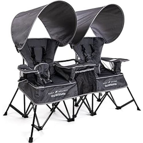 Baby Delight Go with Me Duo Deluxe Portable Chair | for Kids | Double Seat | Indoor and Outdoor | Grey